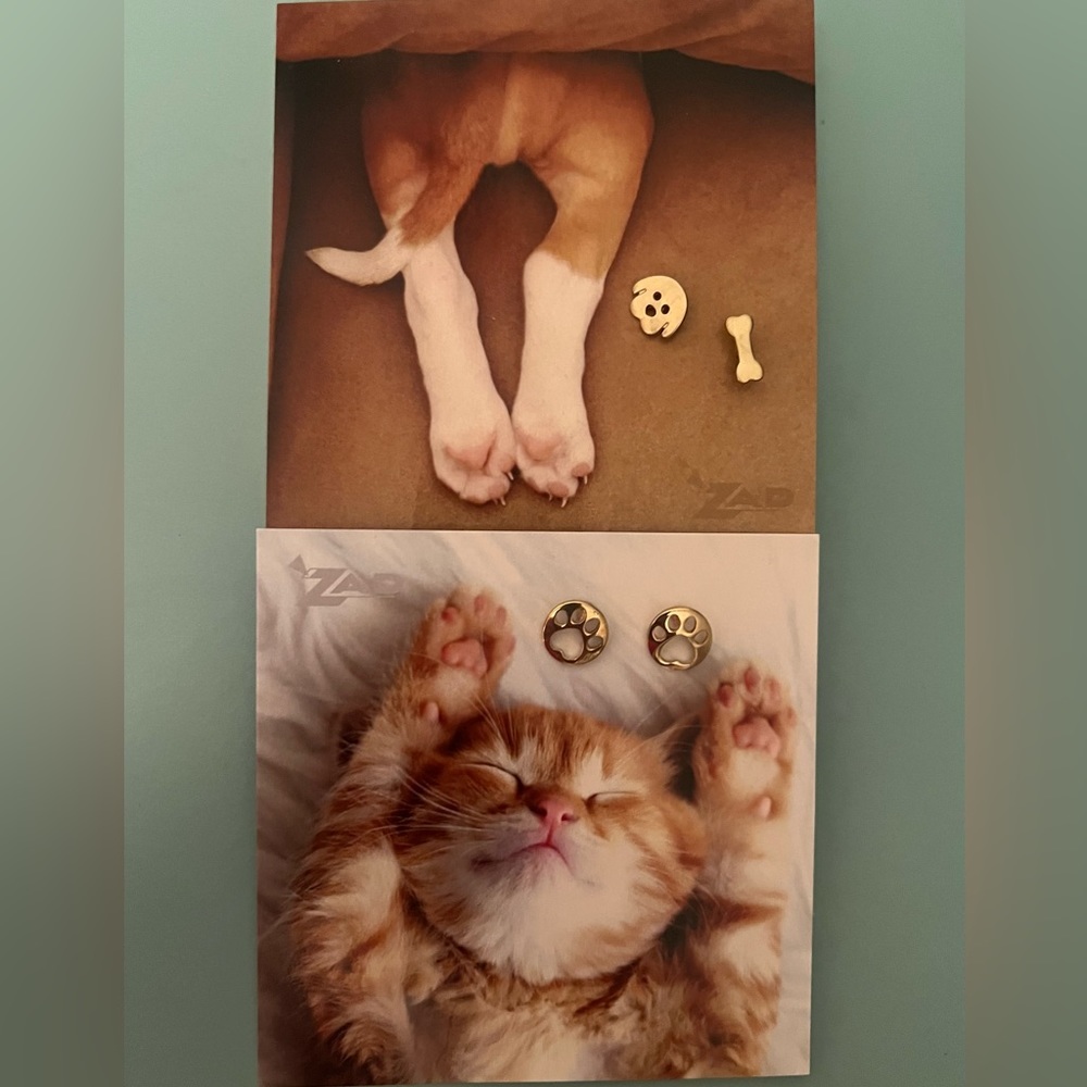 Kids Gold Tone Pet Earrings